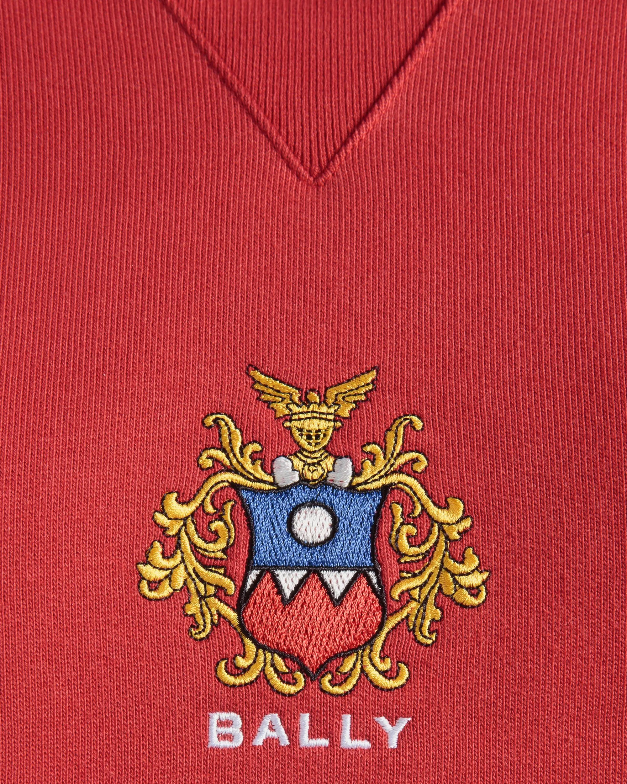 Hoodie With Bally Crest Logo In Candy Red Cotton 