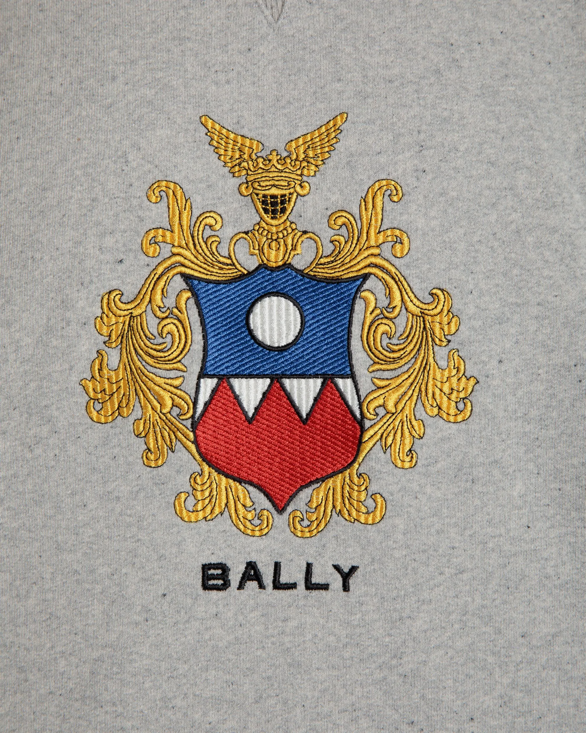 Hoodie With Bally Crest Logo In Grey Melange Cotton 