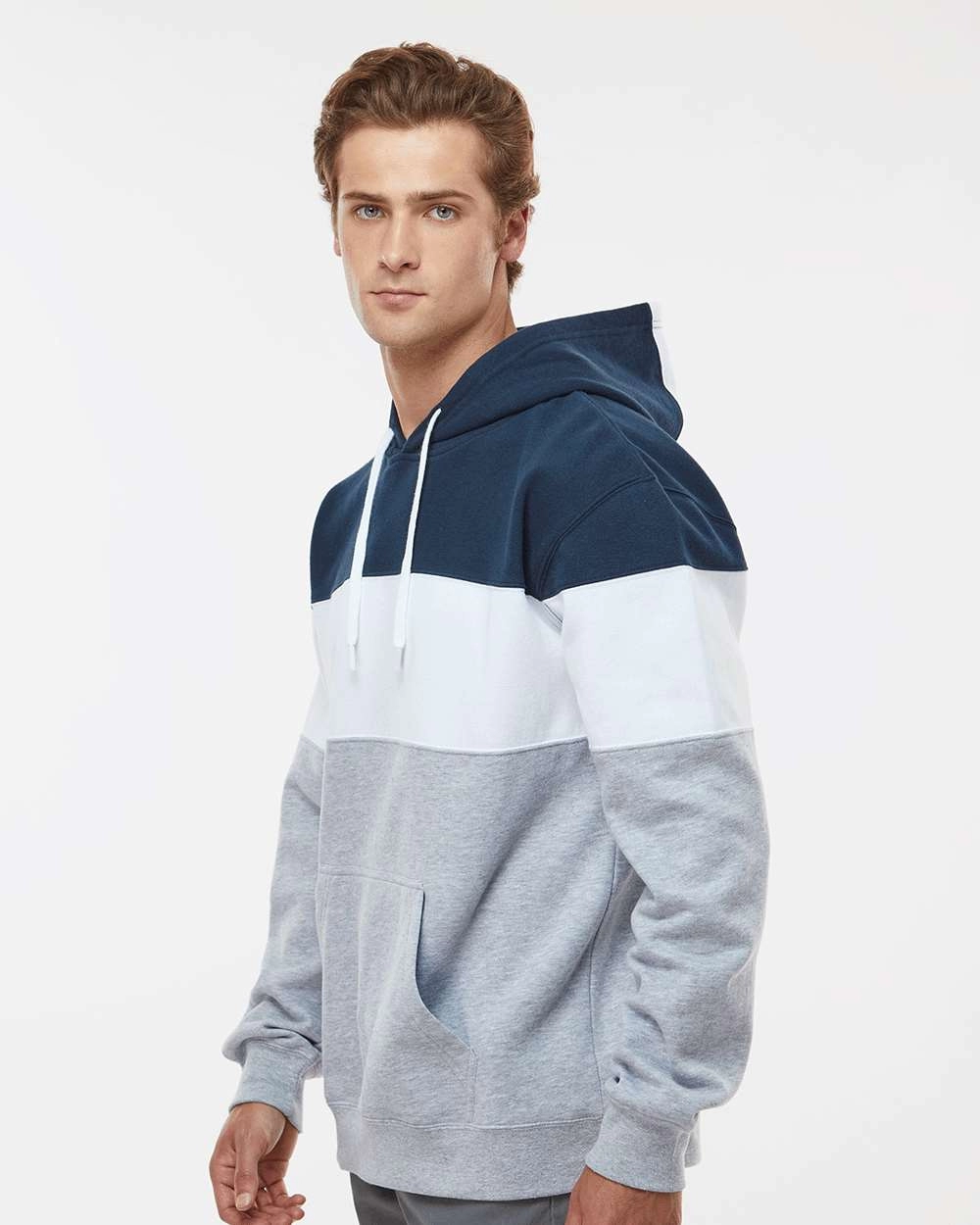 J America 8644 Varsity Fleece Colorblocked Hooded Sweatshirt SKU: 8644