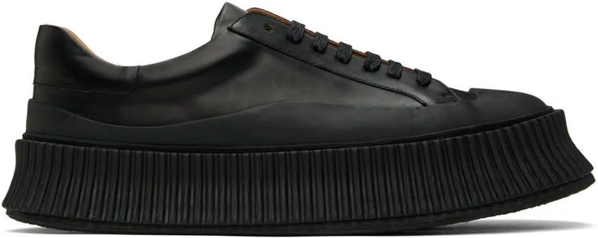 Jil Sander Black Leather Platform Sneakers