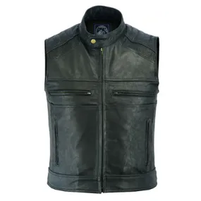 Johnny Reb Botany Vintage Black Leather Vest