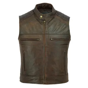 Johnny Reb Botany Vintage Brown Leather Vest