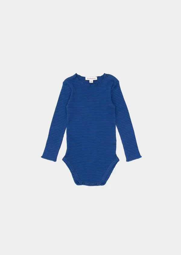 Kids Caramel Hanau Romper - Charcoal/Electric Blue Stripe