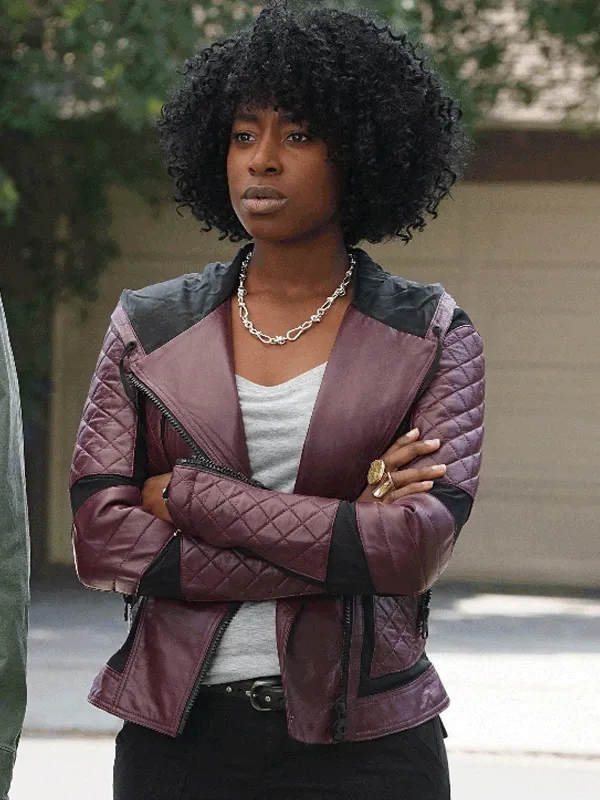 Kirby Howell Baptiste Why Women Kill Quilted Biker Leather Jacket