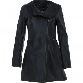 Ladies 3/4 Side Zip Leather Jacket Black: Aroma