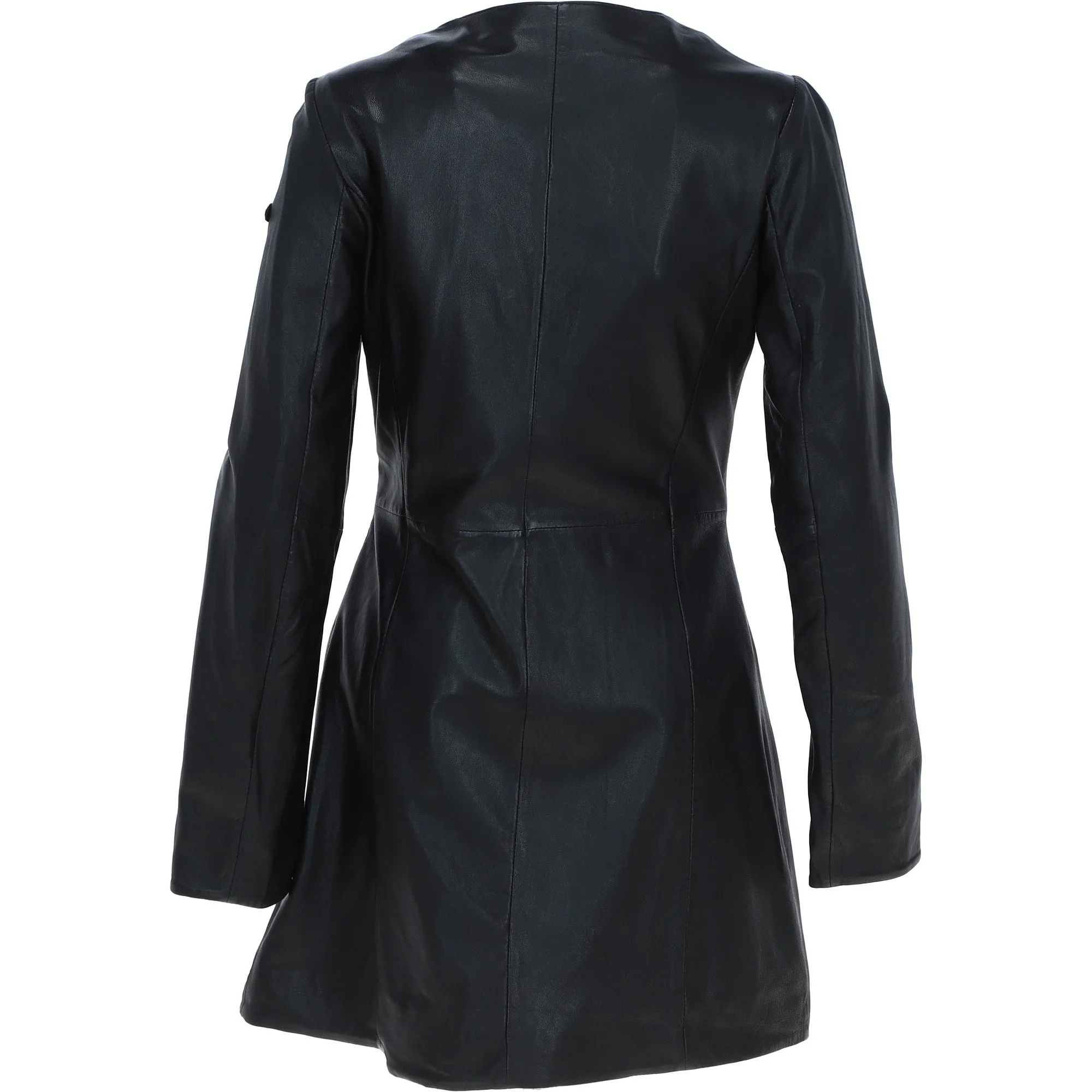 Ladies 3/4 Side Zip Leather Jacket Black: Aroma