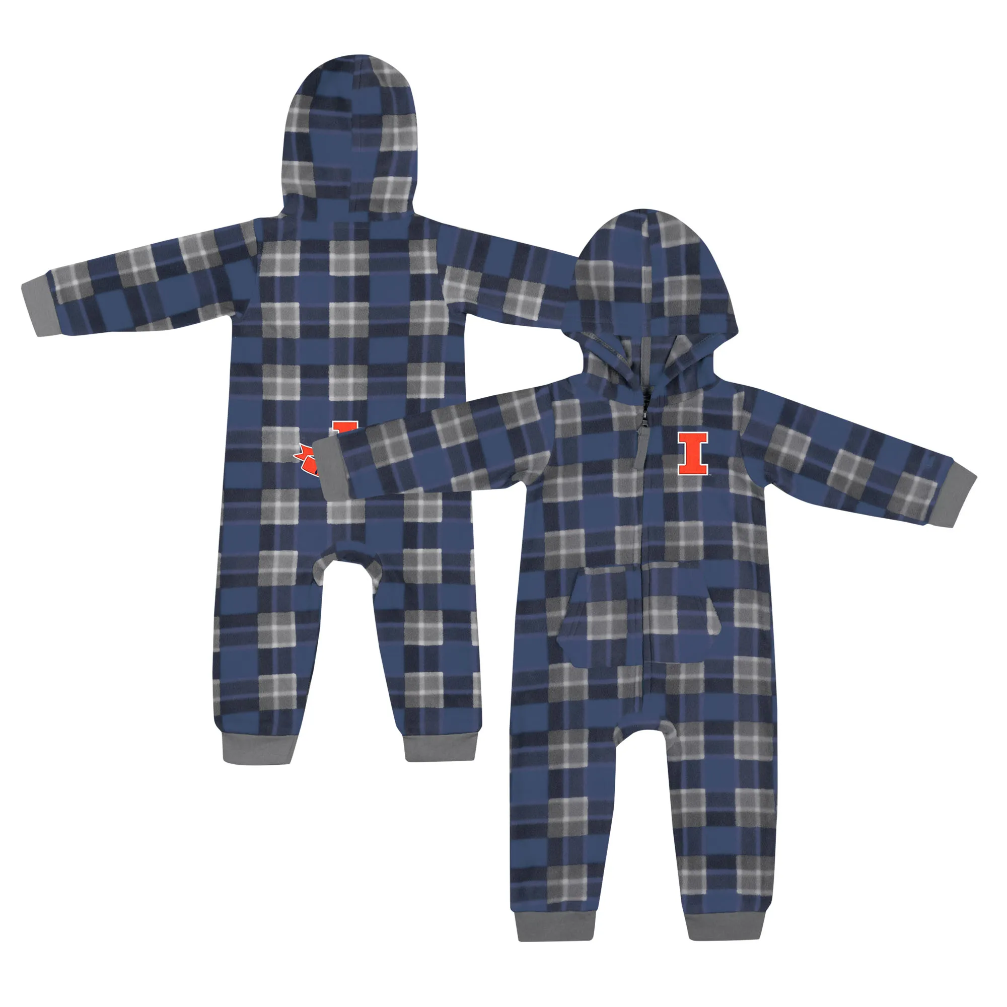 Lids Infant Colosseum  Navy Illinois Fighting Illini Full-Zip Plaid Hoodie Long Sleeve Jumper