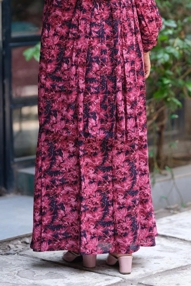 Long Skirt printed Maroon