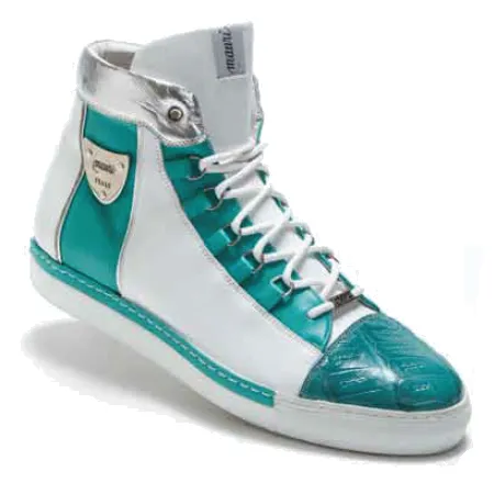 Mauri 8520 Soda Nappa & Croco Sneakers Seawater / White (Special Order)