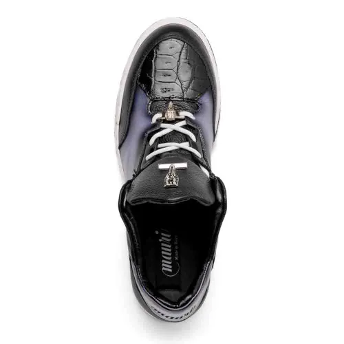 Mauri Ghost Black/White Dirty Black Baby Crocodile & Nappa Sneakers