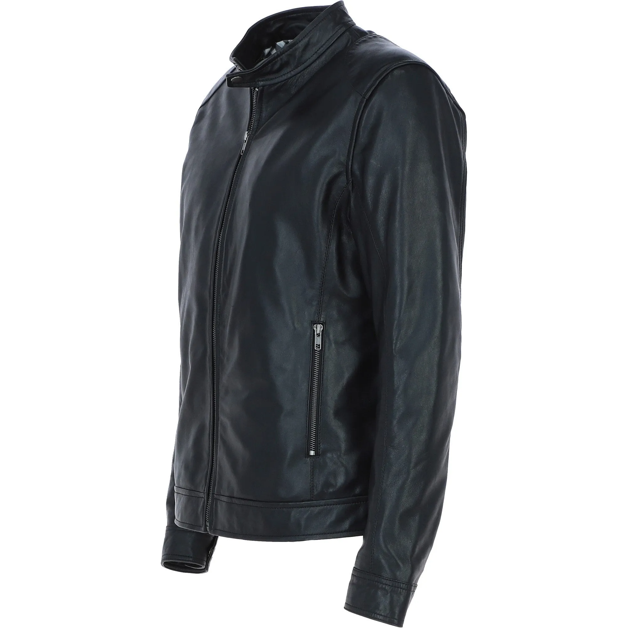 Men's Ashwood Leather Biker Jacket Black: floyd