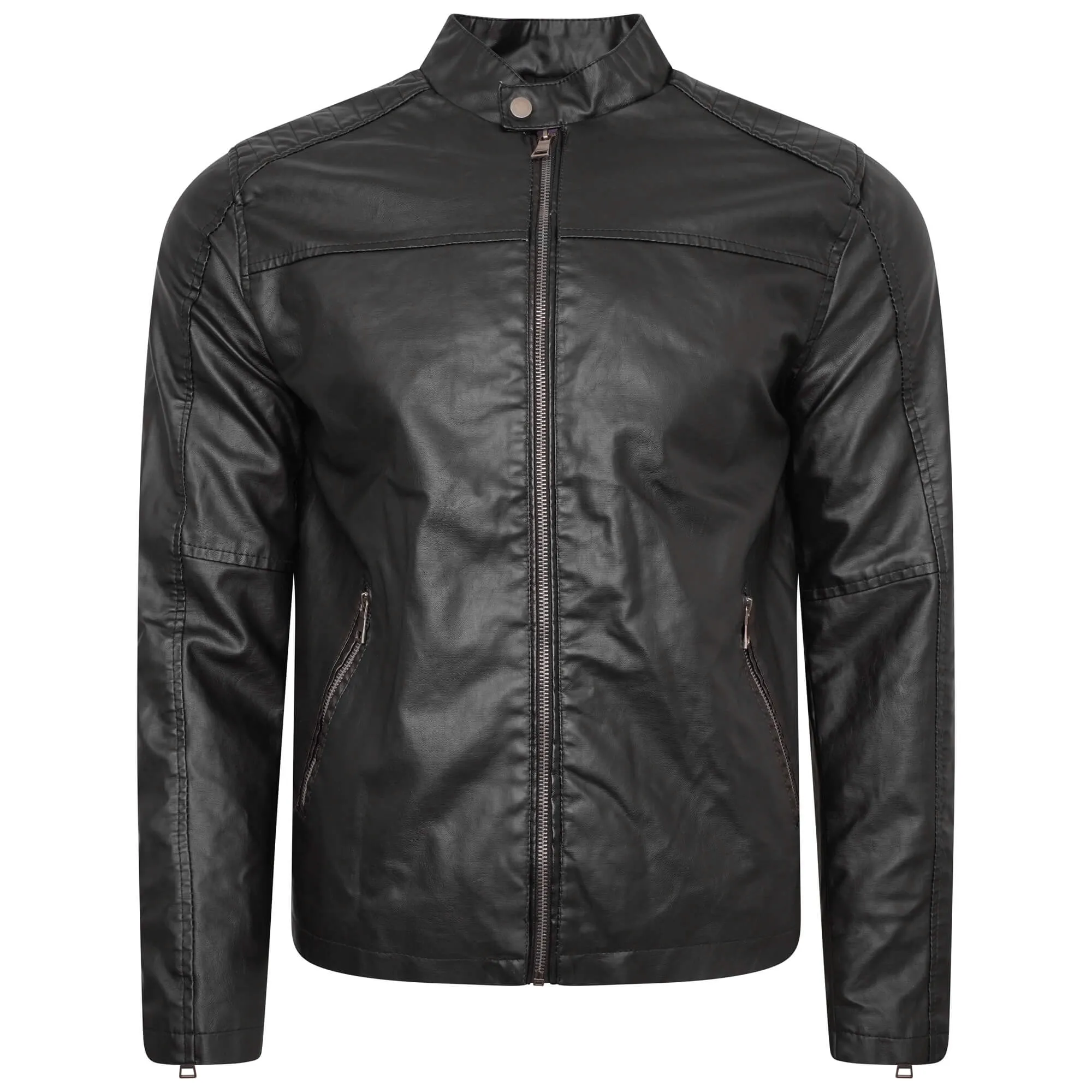 Men's Faux Leather Racer Jacket - Barneys Originals