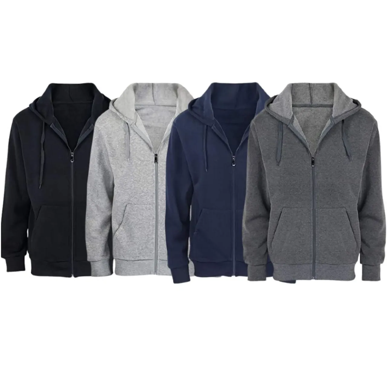 Men's Fleece Cotton Blend Full-Zip Hoodie (2-Pack) 