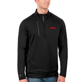 Men's Antigua Black/Charcoal Arkansas Razorbacks Generation Half-Zip Pullover Jacket