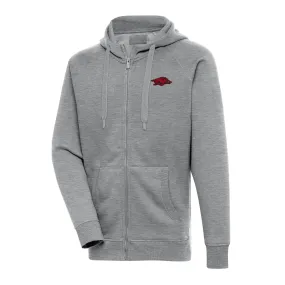 Men's Antigua Heather Gray Arkansas Razorbacks Big & Tall Victory Full-Zip Hoodie Jacket