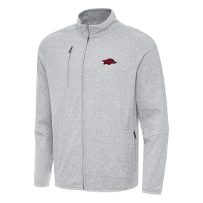 Men's Antigua Heather Gray Arkansas Razorbacks Hold-Up Full-Zip Tri-Blend Jacket