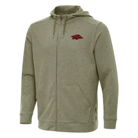 Men's Antigua Olive Arkansas Razorbacks Effortless Full-Zip Hoodie Jacket