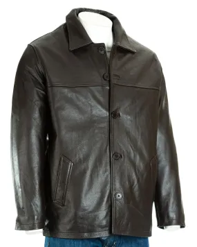 Men's Brown Plus Size Classic Box Style Leather Jacket: Franco