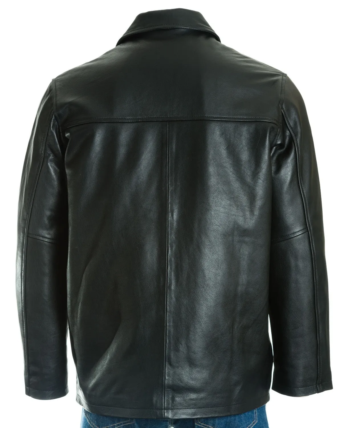 Men's Brown Plus Size Classic Box Style Leather Jacket: Franco