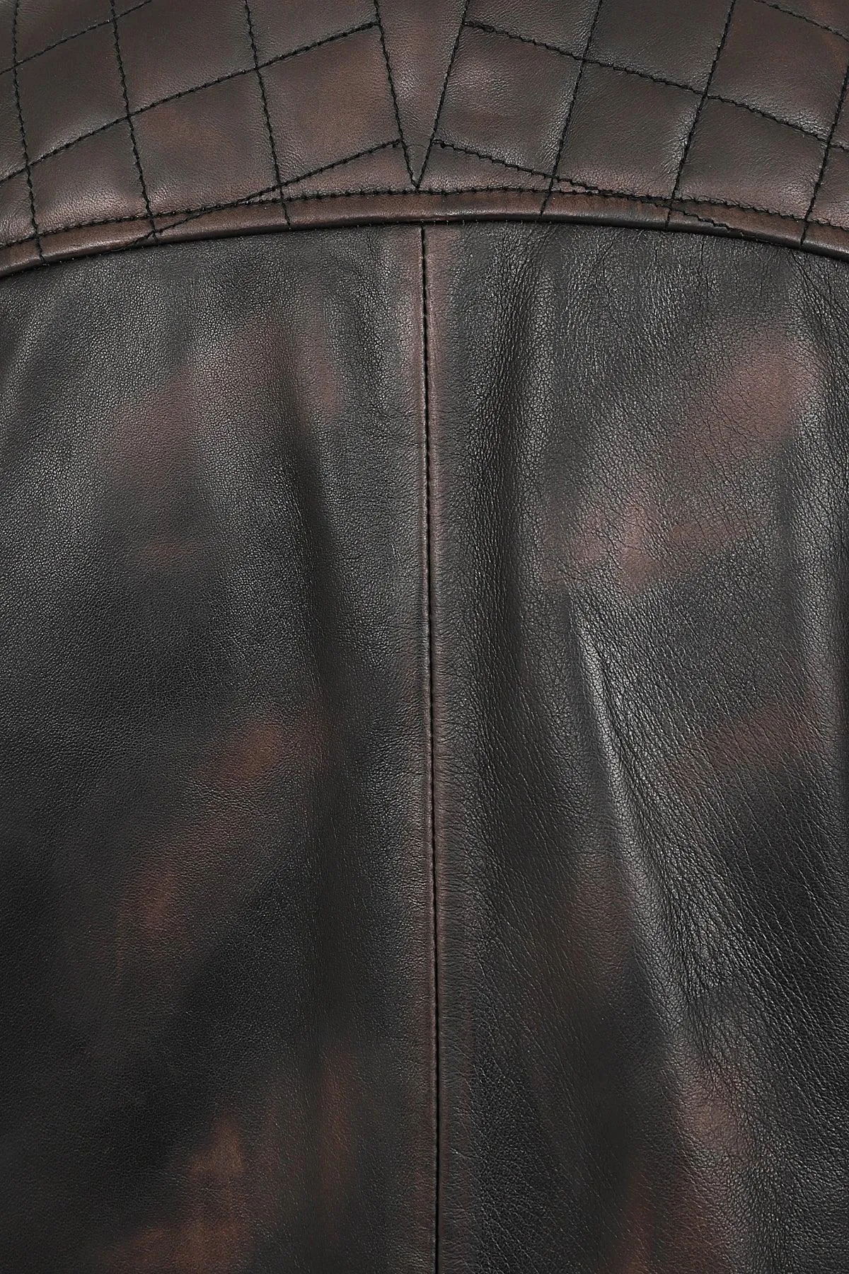 Men's Brown Real Leather Biker Jacket Slim Fit - 'LEE'