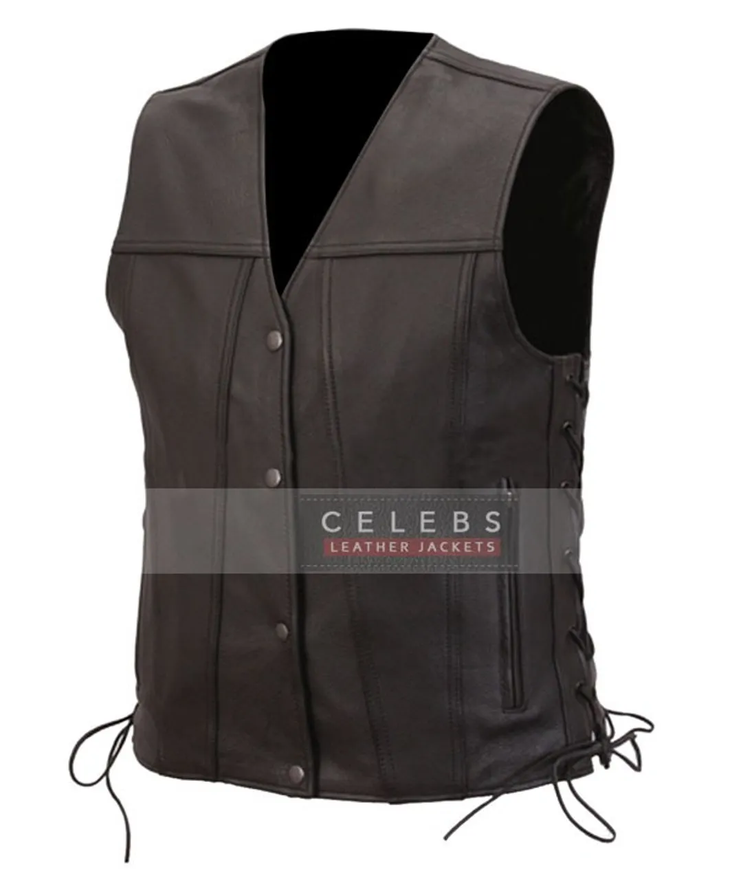 Mens Classic Black Vintage Biker Leather Vest