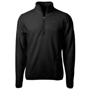 Men's Cutter & Buck Black Arkansas Razorbacks Team Logo Cascade Eco Sherpa Fleece Quarter-Zip Pullover Jacket