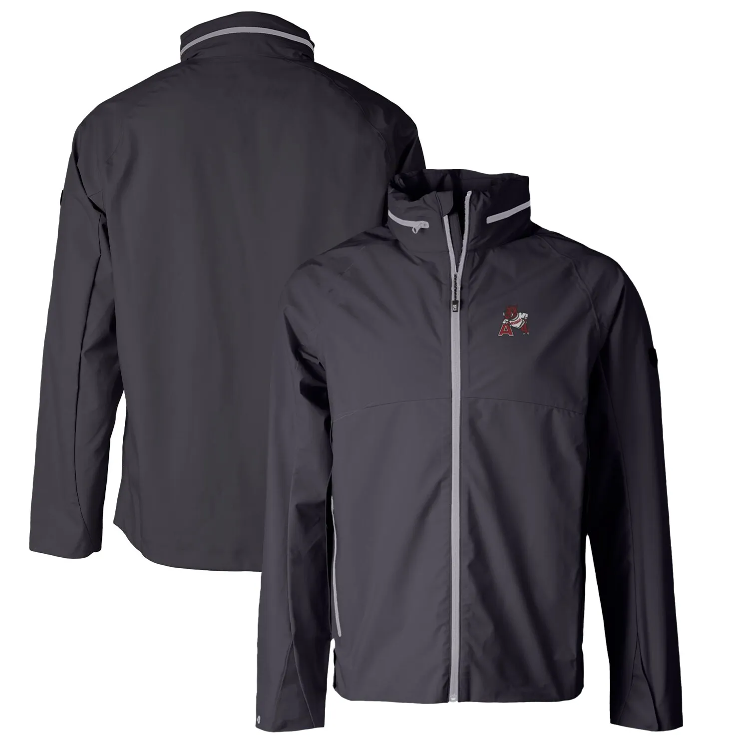 Men's Cutter & Buck Graphite Arkansas Razorbacks Vapor Water Repellent Stretch Full-Zip Rain Jacket