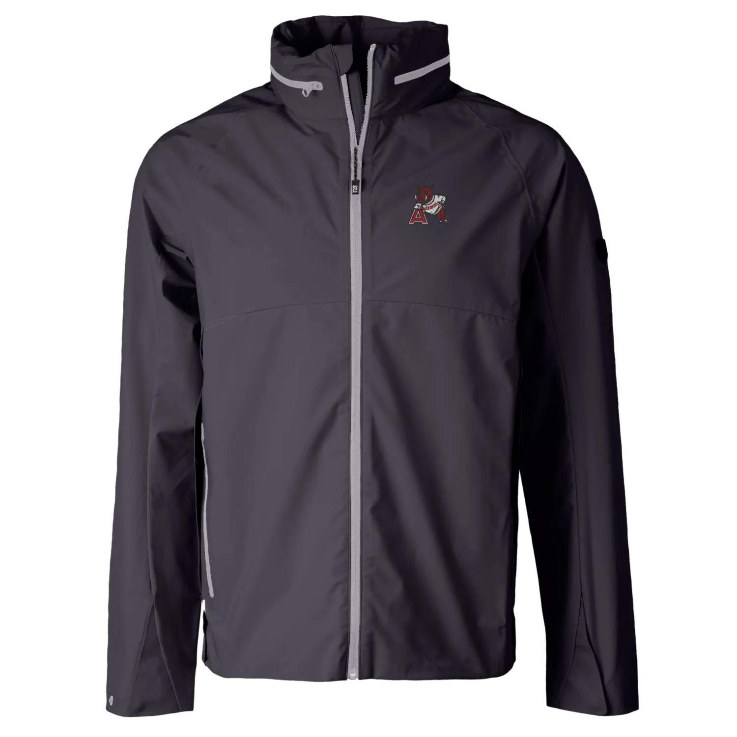 Men's Cutter & Buck Graphite Arkansas Razorbacks Vapor Water Repellent Stretch Full-Zip Rain Jacket