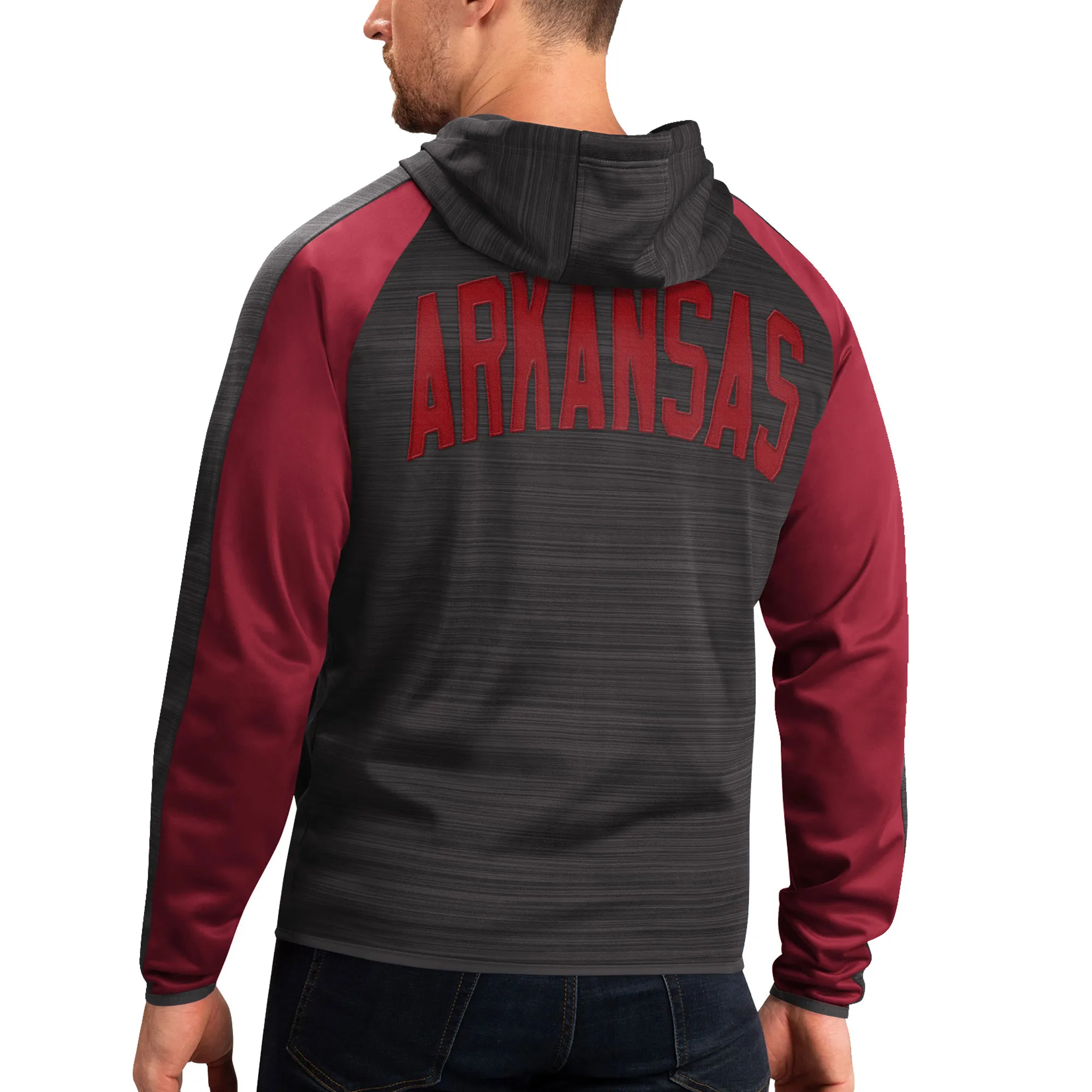 Men's G-III Sports by Carl Banks Black Arkansas Razorbacks Neutral Zone Raglan Full-Zip Track Jacket Hoodie