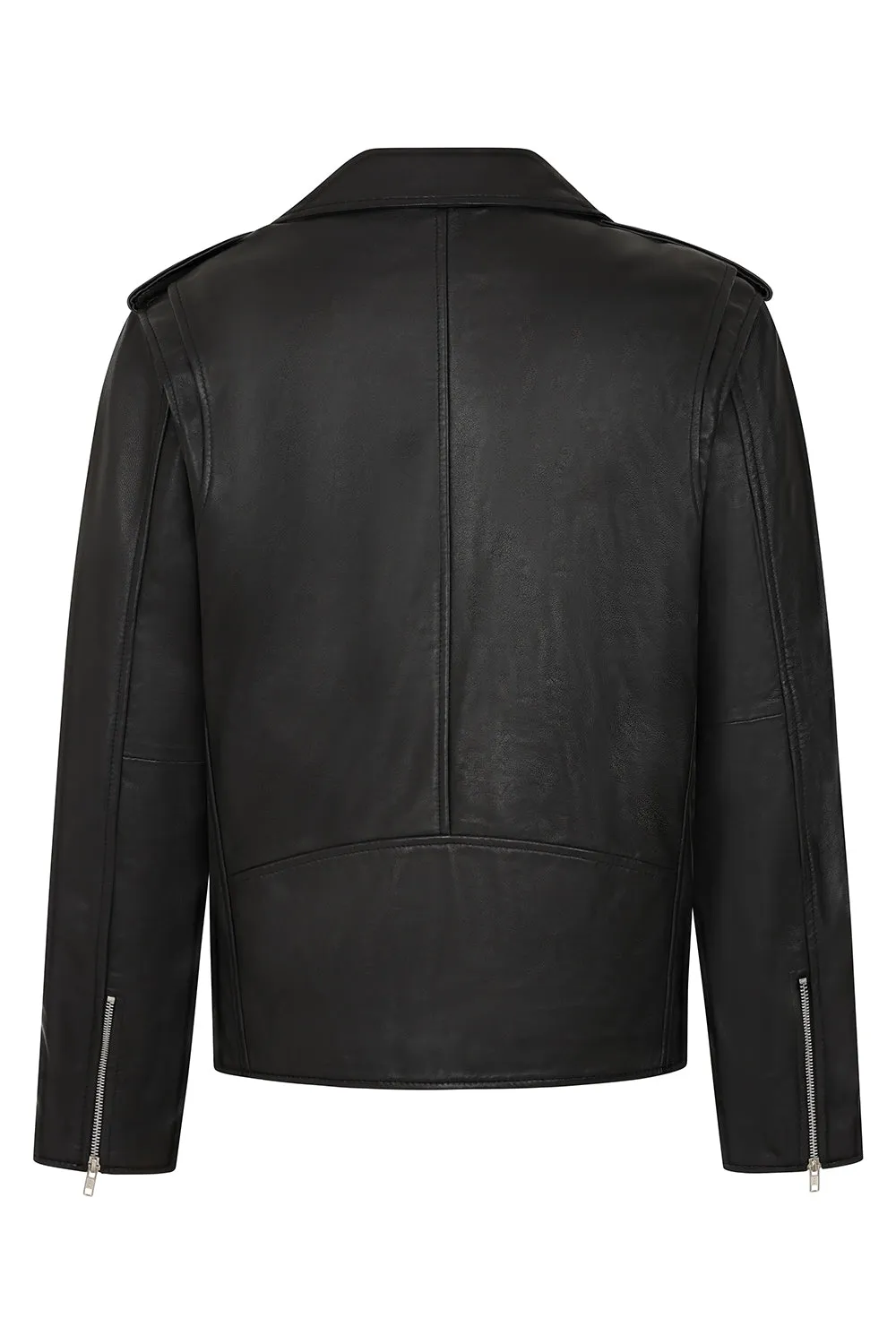 Men's Genuine Black Soft Napa Leather Biker Jacket - Fonzy-2