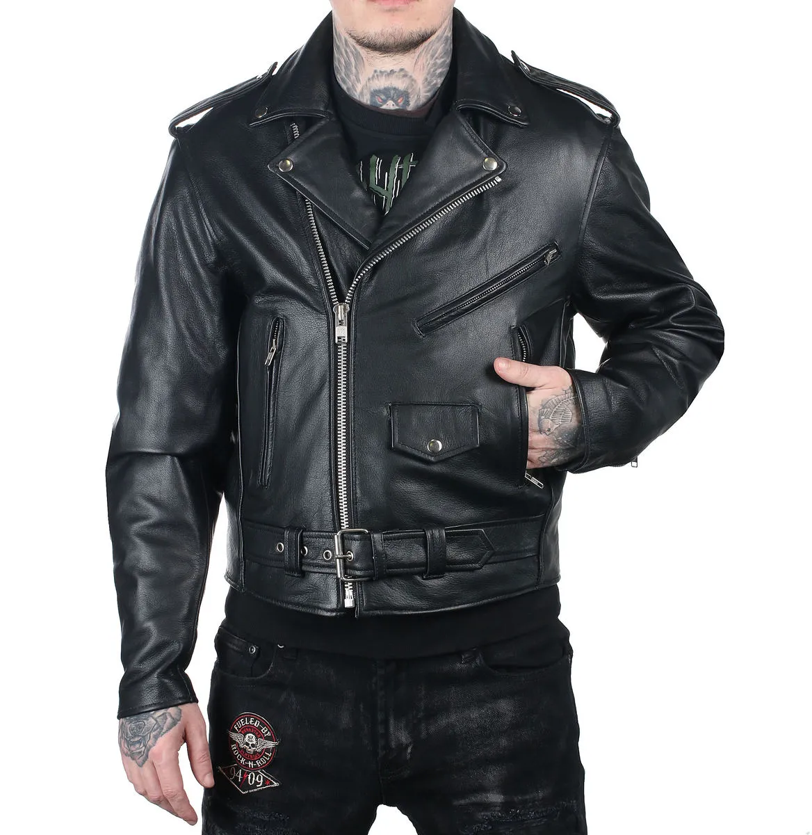 Men's leather biker jacket UNIK - 10.00  -  Metal-shop