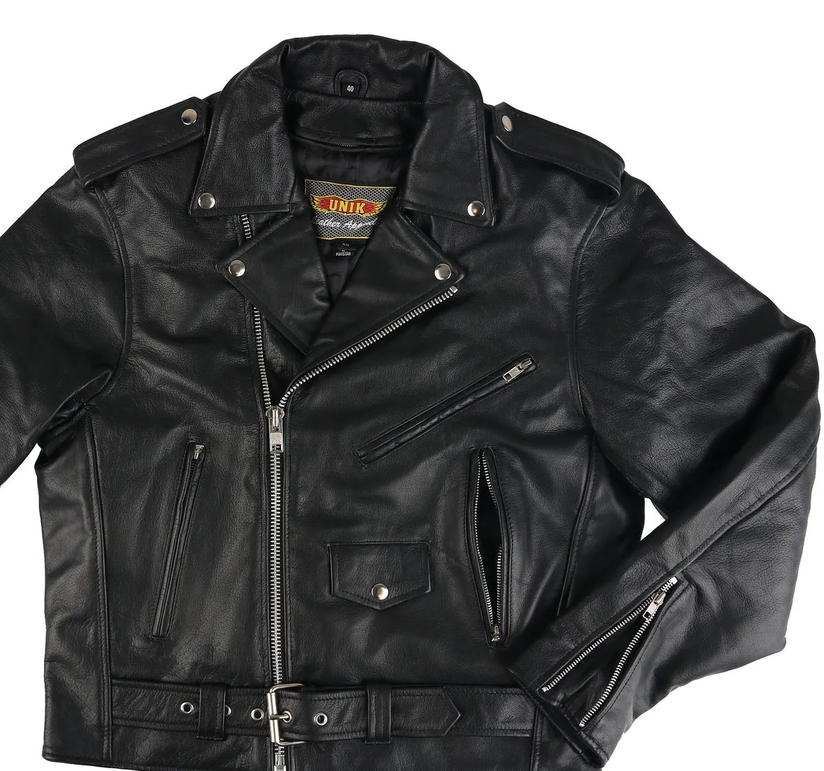 Men's leather biker jacket UNIK - 10.00  -  Metal-shop