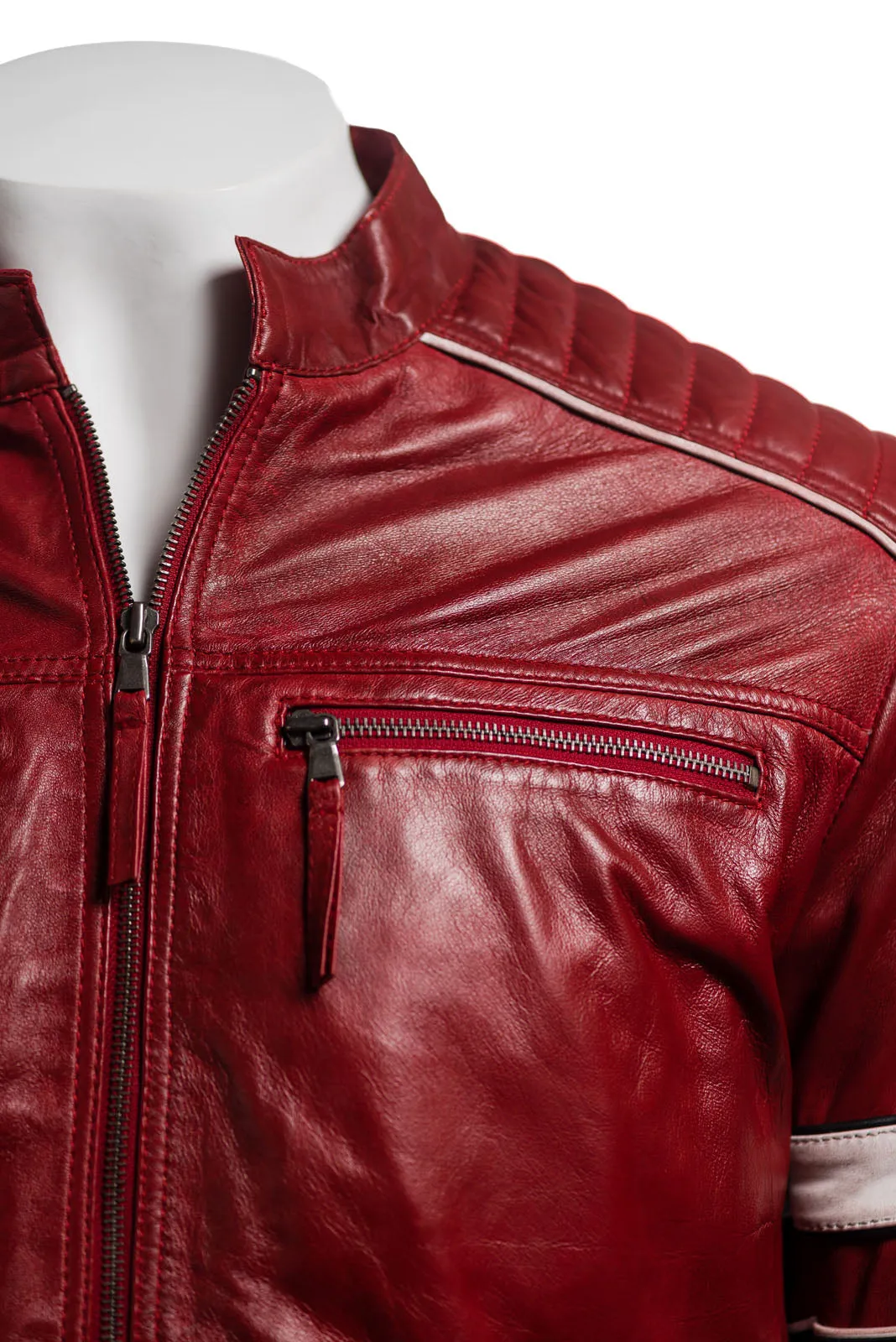 Men's Racing Biker Style Leather Jacket: Benito