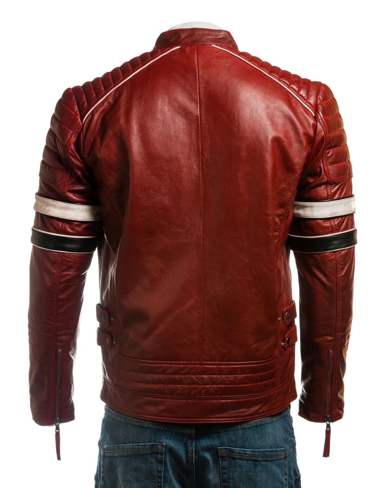 Men's Racing Biker Style Leather Jacket: Benito