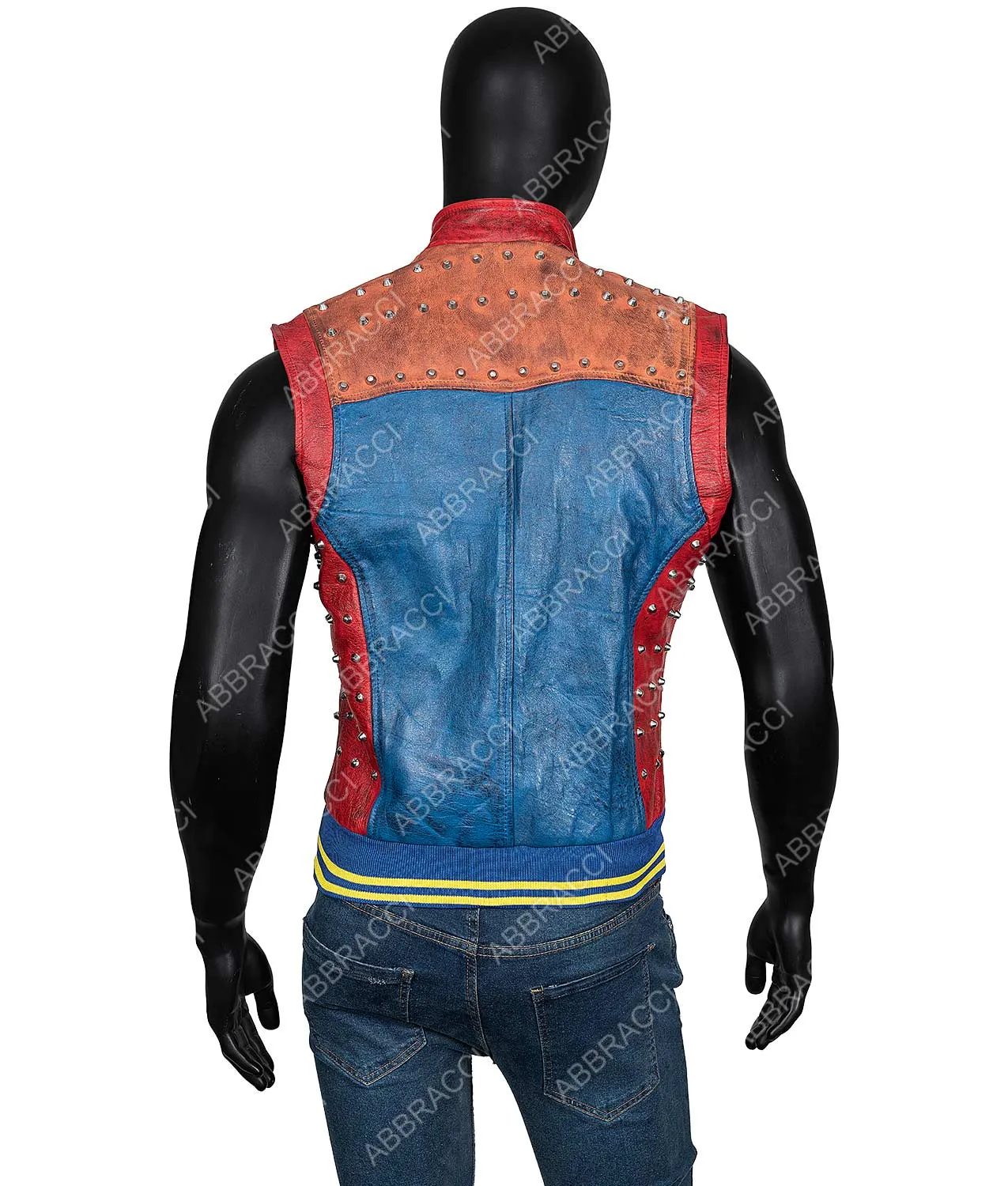 Mens Red&Blue Leather Vest | Womens Fashion Wear