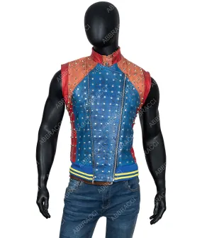 Mens Red&Blue Leather Vest | Womens Fashion Wear