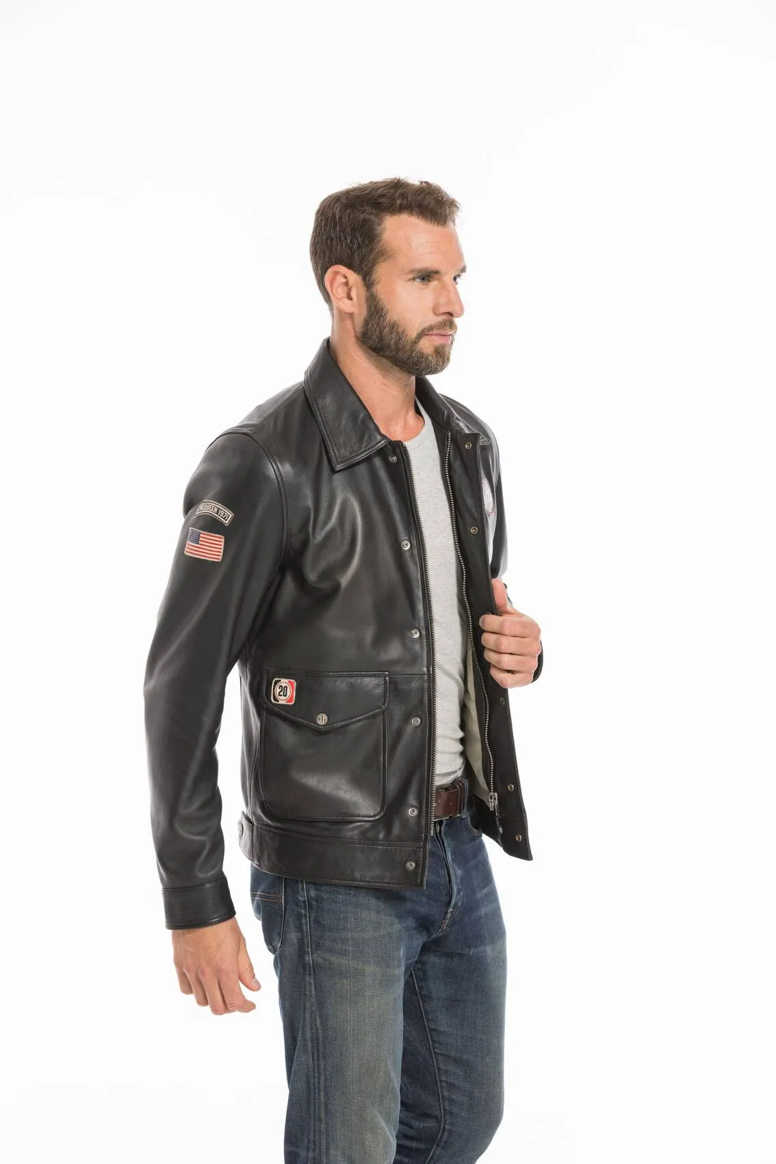 Mens steeve mc queen charlie 24 hour leather jacket