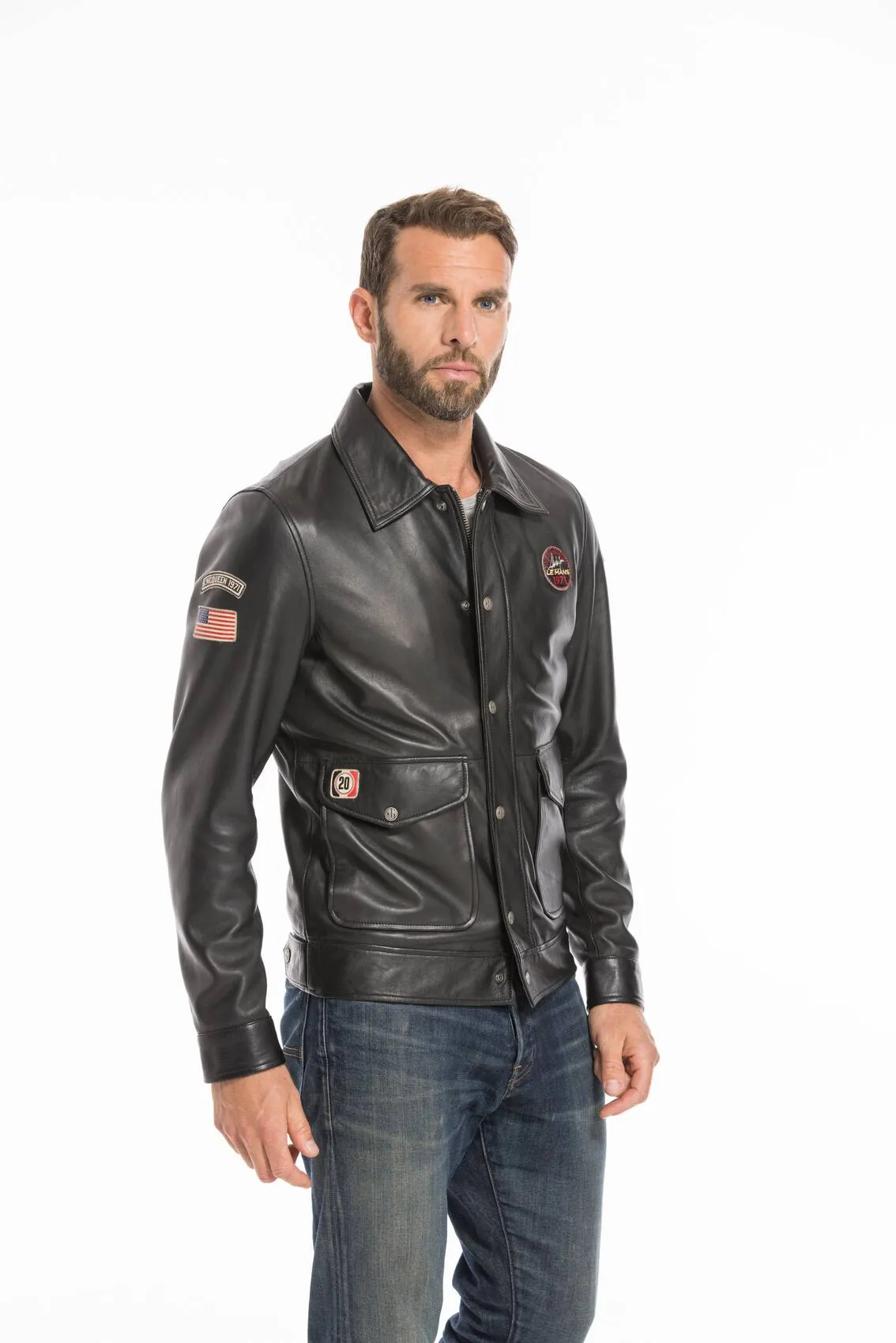 Mens steeve mc queen charlie 24 hour leather jacket