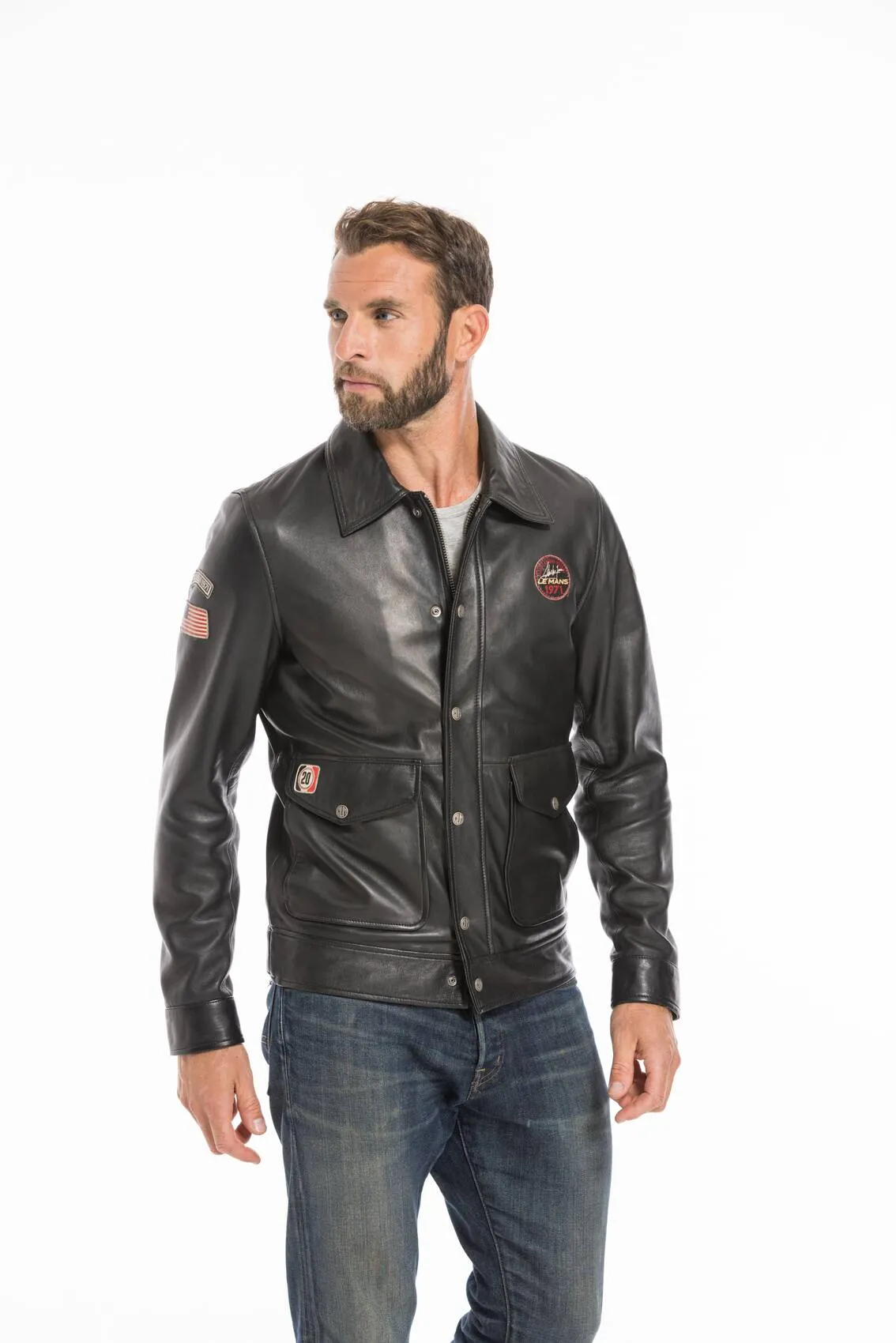 Mens steeve mc queen charlie 24 hour leather jacket