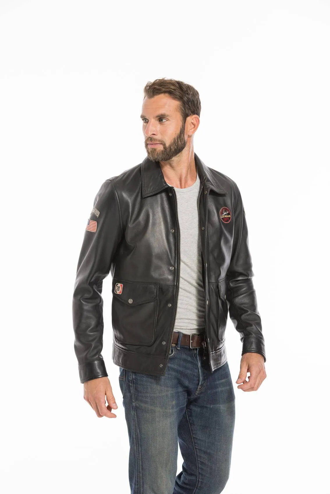 Mens steeve mc queen charlie 24 hour leather jacket