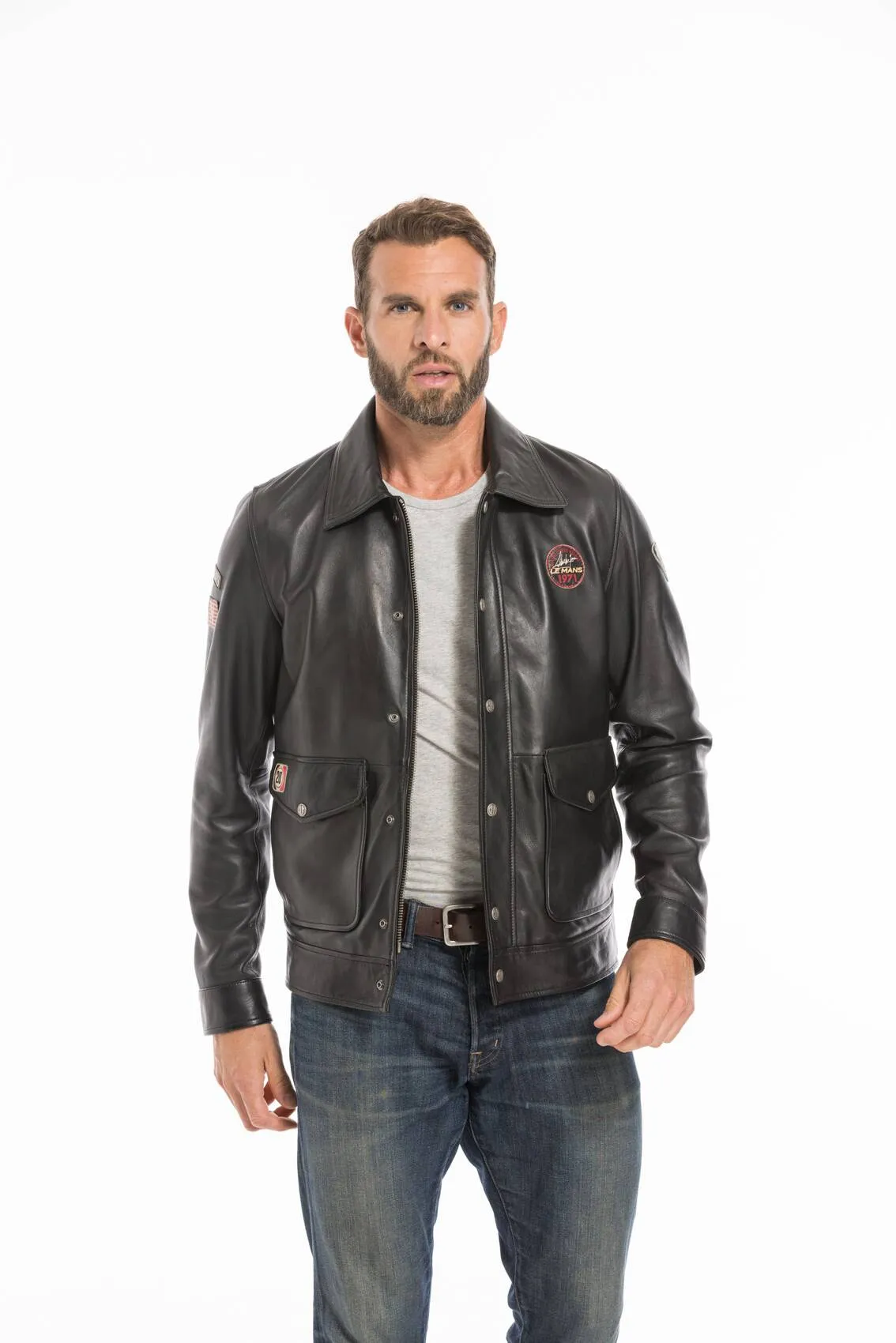 Mens steeve mc queen charlie 24 hour leather jacket