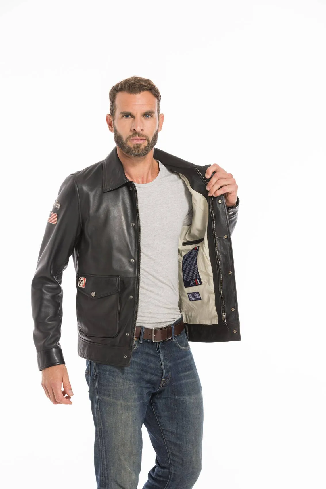 Mens steeve mc queen charlie 24 hour leather jacket