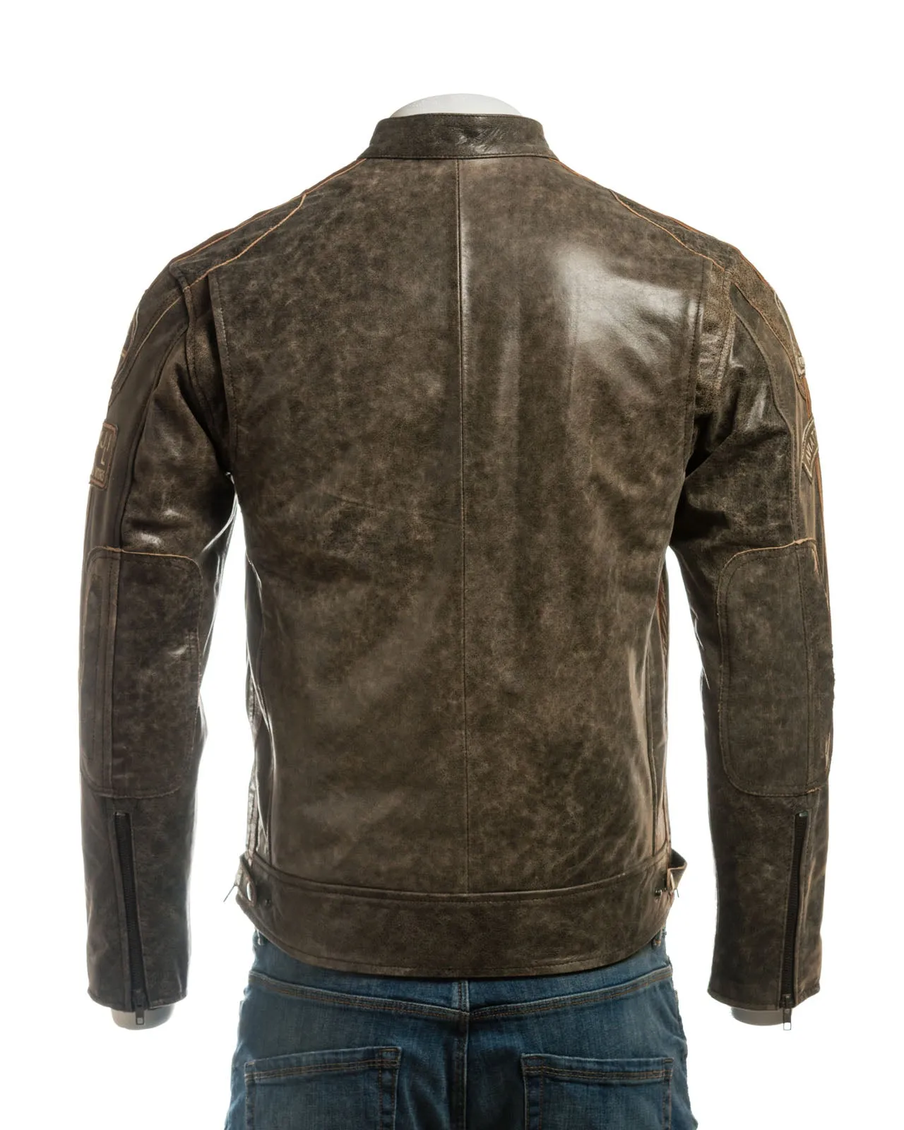 Men's Vintage Style Racing Biker Style Leather Jacket: Paolo