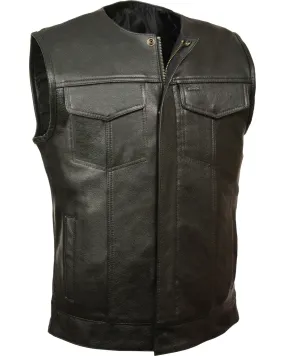 Milwaukee Leather Men's Collarless Zip Front Club Style Vest - Big 5X