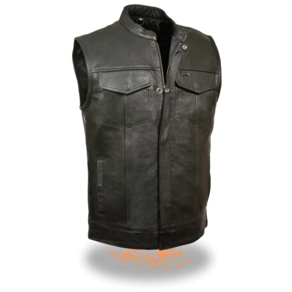 Milwaukee Leather Men's Open Neck Snap/Zip Front Club Style Vest