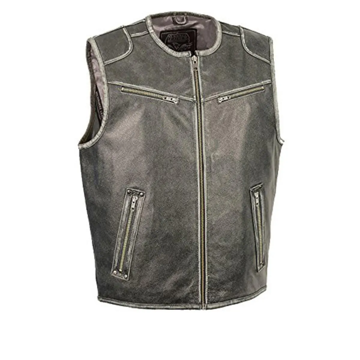 Milwaukee Leather Men's Vintage Distressed Zipper Front Vest