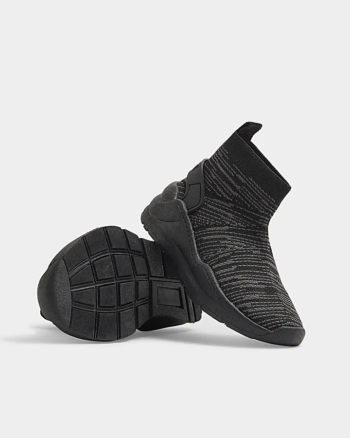 Mini Boys Black High Top Sock Trainers