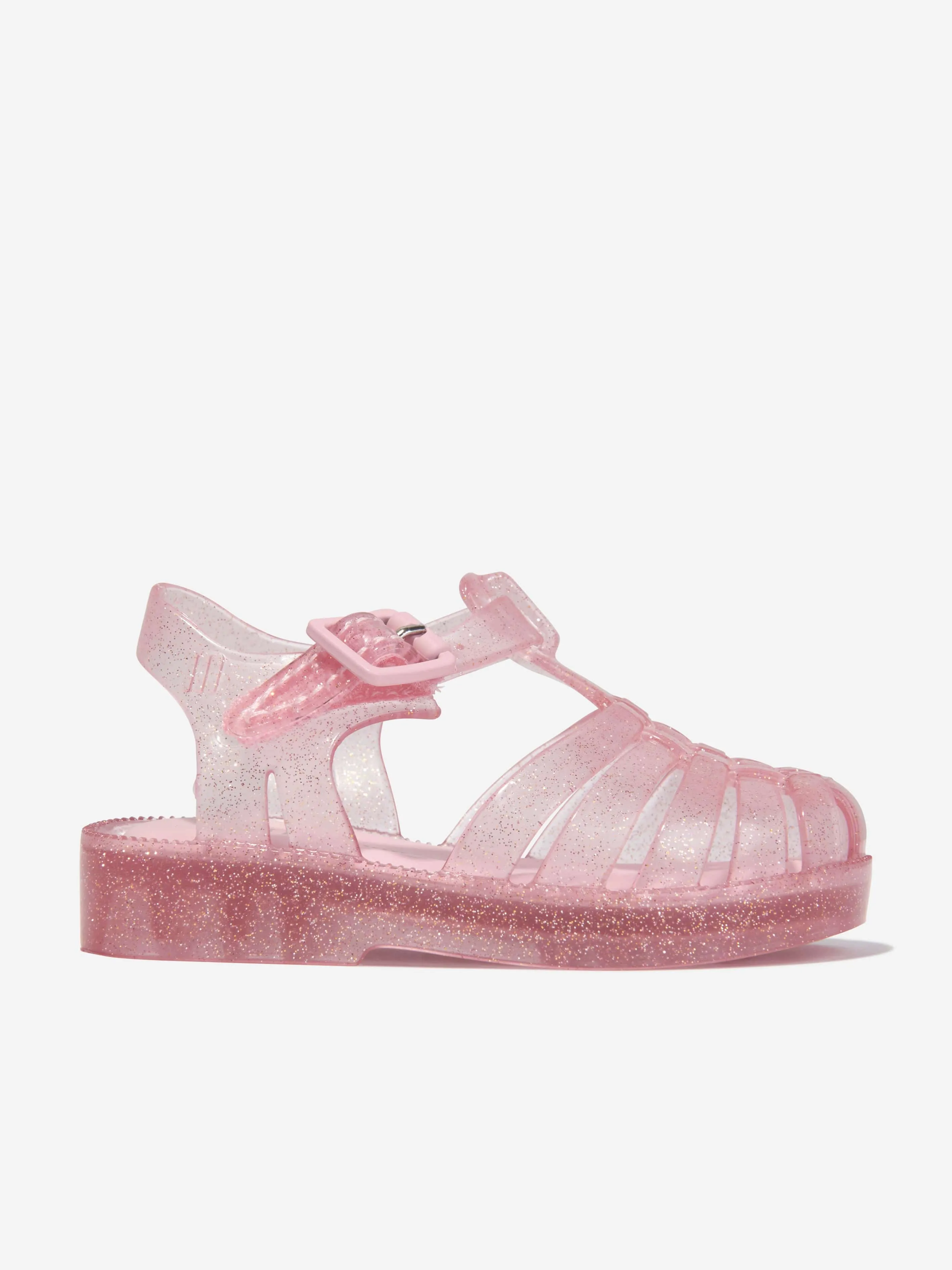 Mini Melissa Girls Glitter Jelly Sandals in Pink