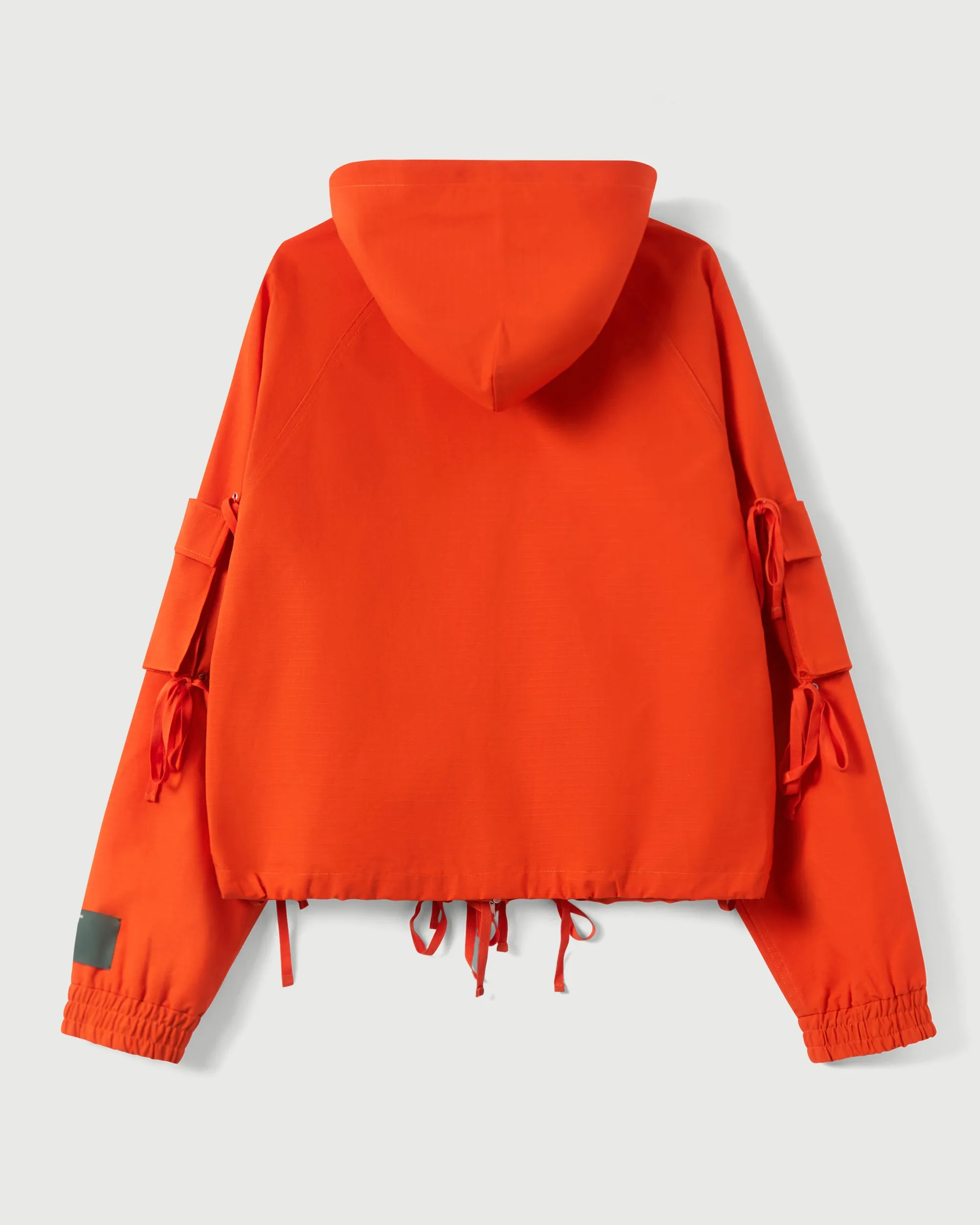 Modular Pocket Hooded Jacket in Orange Cotton Ripstop