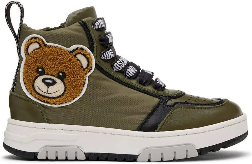 Moschino Kids Khaki Teddy High Sneakers